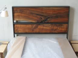 Black Bed Frame With Wood Headboard Liveedge Headboard 1 2 Wood Furniture Diy Live Edge Furniture Raw Wood Furniture