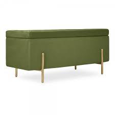 In bedrooms and guest rooms, consider an upholstered backless bench at the foot of the bed. Moss Green Velvet Upholstered Storage Bench Ottoman Velvet Storage
