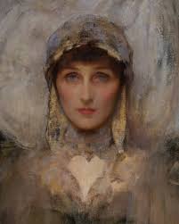 This hauntingly beautiful portrait of Violet Manners, Marchioness of Granby  was painted by American-born artist, James Jebusa Shannon in 1896. Violet  Manners (1856–1937) was an artist, muse, and one of the great