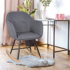 Shoreditch has a contemporary, low profile, so its backrest will generally reach to the middle of your back. Linen Rocking Chair Made Of Wood Woltu Eu