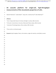 Maybe you would like to learn more about one of these? Pdf An Acoustic Platform For Single Cell High Throughput Measurements Of The Viscoelastic Properties Of Cells