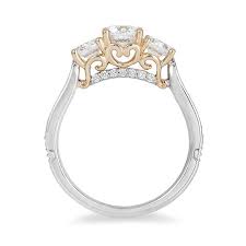 Enchanted Disney Cinderella 1 1 2 Ct T W Diamond Three Stone Engagement Ring In 14k Two Tone Gold Zales Three Stone Engagement Rings Three Stone Engagement Cinderella Engagement Rings