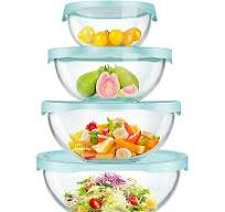 Luvan 5-Piece Glass Mixing Bowls Set With Lids - Borosilicate Glass Nesting  Bowls For Kitchen