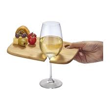 The removable glass flutes are held in place with the word love and joined together on a silver plated heart shaped base. Mill Wooden Appetiser Board With Wine Glass Holder