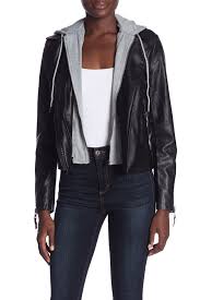 John Jenn Faux Leather Moto Hooded Jacket Nordstrom Rack Leather Jacket With Hood Leather Jackets Women Hooded Jacket