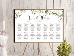 Custom Ivory White Floral Wedding Seating Chart Th61
