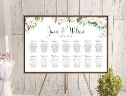 custom ivory white floral wedding seating chart th61