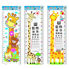 us 1 41 17 off 1pc animals children growth height measurement chart cartoon eye chart kids baby height wall sticker giraffe sticker home decor in