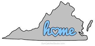 Virginia Map Home Heart Outline Shape State Stencil Clip Art Scroll Saw Pattern Printable Downloadable Free Template Virginia Map Map Outline Stencils