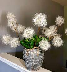 White Dandelions Decor Dandelion Floral Arrangement Whimsical Dandelions Large Floral Arrangement With White Dandelion Large Floral Arrangements Aloe Plant