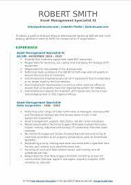 Identify areas for sam to add value and roi; Asset Management Specialist Resume Samples Qwikresume