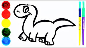 Bring deine vorstellungskraft auf ein neues, realistisches level! Einfachen Dino Zeichnen Malvorlage Fur Kinder Glitter Dino Coloring Pages Glitter Art Youtube