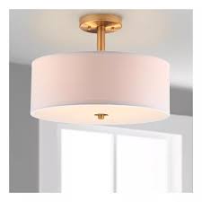 11 3 Clara 3 Light Semi Flush Drum Light Gold Safavieh In 2021 Drum Light Simple Lighting Nursery Lighting Ceiling