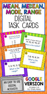 Mean Median Mode Range Digital Task Cards Google Version Digital Task Cards Task Cards Upper Elementary Math