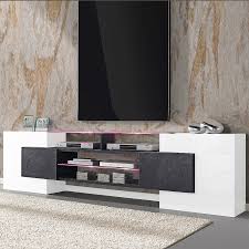 Un large catalogue de meubles pour un intérieur sur mesure. Meuble Tv Laque Blanc Et Effet Beton Cire Design Kasalinea