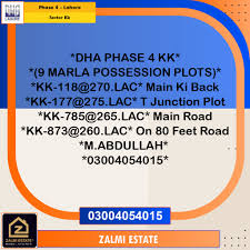 9 Marla Residential Plot for Sale in Sector KK