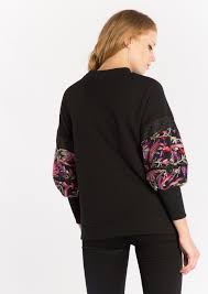 Siyah Balon Kol Nakisli Sweatshirt Siyah Balonlar Giyim Trendler