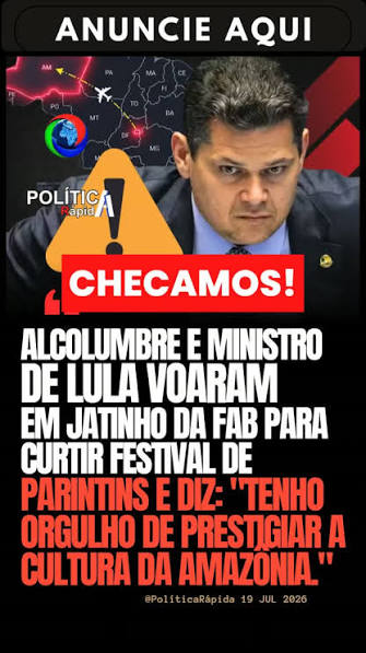 🚨 CARONA DA ALEGRIA! 💥 ALCOLUMBRE E MINISTRO DE LULA USAM JATO OFICIAL DA FAB PARA CURTIR O FESTIVAL DE PARINTINS!, RESUMO DA MATÉRIA:, 💥 Presidente do Senado decolou de Brasília com comitiva de 12 ...