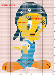 Tweety Bird Cross Stitch Pattern Free Cross Stitch Chart Tweety Bird W Bandana Disney Borduren Kruissteek Kindje Kruissteek Vogel