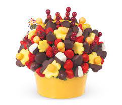 Cantaloupe balls, cantaloupe sticks, grapes, pineapple daisies, . Edible Arrangements I Berry Chocolate Bouquet With Dipped Pineapple Bananas Hospital Gift Shop