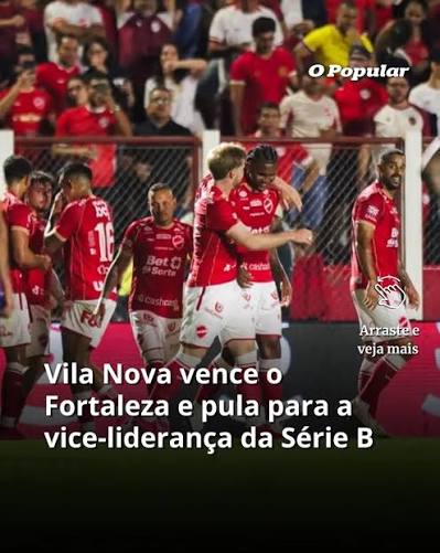SEGUNDONA▪️ Na noite desta ter&ccedil;a-feira (21), o Vila Nova encerrou a sequ&ecirc;ncia de duas derrotas consecutivas, venceu o Fortaleza por 2 a 1 no On&eacute;sio Brasileiro Alvarenga e vai dormir na vice-lideran&ccedil;a