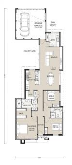 A Stunning Three Bedroom Two Bathroom Home With Rear Double Garage Perfect For 10m Wide B Single Storey House Plans Narrow House Plans Narrow Lot House Plans