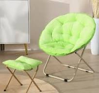 Foldable Camping Chairs Folding Padded Moon Chair Saucer Recliner w/ Ottoman