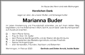 Vielen dank, dass sie sich entschieden haben, die ausgaben der allgäuer zeitung zu lesen. Traueranzeigen Von Marianna Buder Trauer Im Allgaeu De