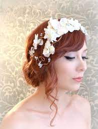 Boho Wedding Headband Flower Crown White Bridal Headpiece Whimsical Wedding Hair Acces Boho Wedding Headband Wedding Hair Accessories White Flower Headpiece