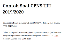 Contoh Soal Cpns Tiu 2019 2020 Mitra Kuliah