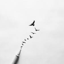 Art Birds Flying In The Sky Drawing Birds Flying High Art Birds Illustration Ink Fly Minimalistic Minimal Tiny Miniature Birds Flying Artwork Art Works