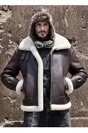 Denny Dora Mens B3 Sheepskin Shearling Jacket Short Leather Jacket Leather Jacket Men Fur Leather Jacket