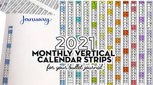 Printable blank calendar february 2021. Free 2021 Monthly Vertical Date Strips For Bullet Journals Lovely Planner