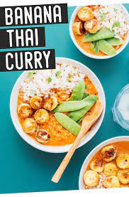 Banana Curry Spicy Thai Style With Red Lentils Recipe Vegetarian Recipes Healthy Vegetarian Recipes Banana Curry