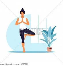 A healthy lifestyle is beneficial to the mind as well, and yoga can help. Young Woman Practices Vector Photo Free Trial Bigstock