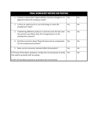 Form 8 Final Worksheet Before Job Posting Job Posting Human Resource Management Job