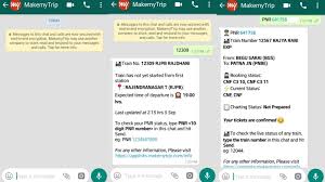 whatsapp how to check pnr status and live train status