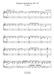His childhood was an extremely musical one, singing together frequently as a family and with neighbors. Piano Sheet Music Surprise Symphony No 94 Ii Andante Intermediate Advanced Level Haydn