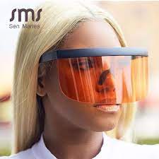 Oversized One Piece Goggle Sunglasses Men Women Brand Vintage Mirror Sunscreen Shades Uv400 Hat Glasses Fashion Ma Goggle Sunglasses Sunglasses Glasses Fashion