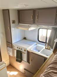 Truck Camper Trailer Remodel Before And After Insta Sara Remodeled Campers Camper Trailer Remodel Rv Interior Remodel