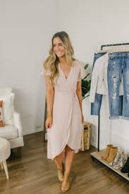 Everly High Low Wrap Midi Dress Natural Pink In 2019