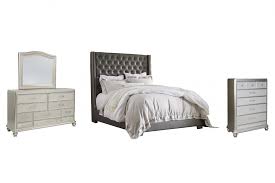 Includes headboard, footboard, rails, dresser, mirror and nightstand. Coralayne Queen Upholstered Bed With Mirrored Dresser And Chest B650 B13 B7 46 Bedroom Groups Carey S Furniture