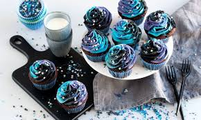 Galaxy Cupcakes Rezept Geback Astronautennahrung Dessert Ideen