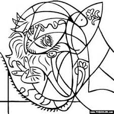 What characterizes these black & white drawings : Picasso Printable Coloring Pages Bing Images Picasso Coloring Picasso Art Famous Art Coloring
