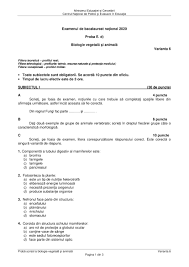 Subiecte Bac Biologie Vegetala Si Animala 2020