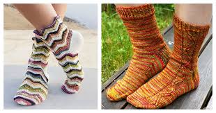 Zig zag lace knitting stitch pattern | © deborah mason & knitting naturally. 6 Zig Zag Socks Free Knitting Pattern