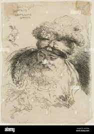 Giovanni Benedetto Castiglione, Italienisch, 1616-1670, Bärtigen Alten Mann  Mit Kopf Und Augen Gesenkt, Trug Einen Turban, 17. Jahrhundert, Das Ätzen  In Schwarzer Tinte Auf Gewebe Gedruckt, Blatt (Innerhalb Der Platte Mark  Getrimmt):
