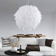 Cord pendant number of light. Buy Modern Creative Ceiling Pendant Feather Light Shade White Lampshade With E27 Bulb Elegant Feather Lamp And Shade Luxury For Living Room Bedroom Decor Online At Low Prices In India Amazon In