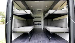 Dual electric bunk bed w/opposing sofas (with 42x24 table). 3 Style Austar Toy Haulers