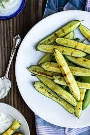 Can you grill cucumbers like zucchini. Grilled Cucumbers With Creamy Pickled Feta Dip She Likes Food